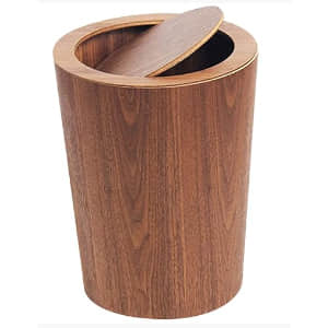 wooden trash bin with swival lid